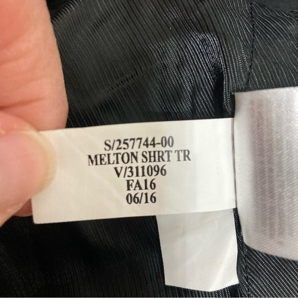 Banana Republic Black Melton Lined Wool Short Trench Coat Size 2 Missing Belt - Picture 5 of 9